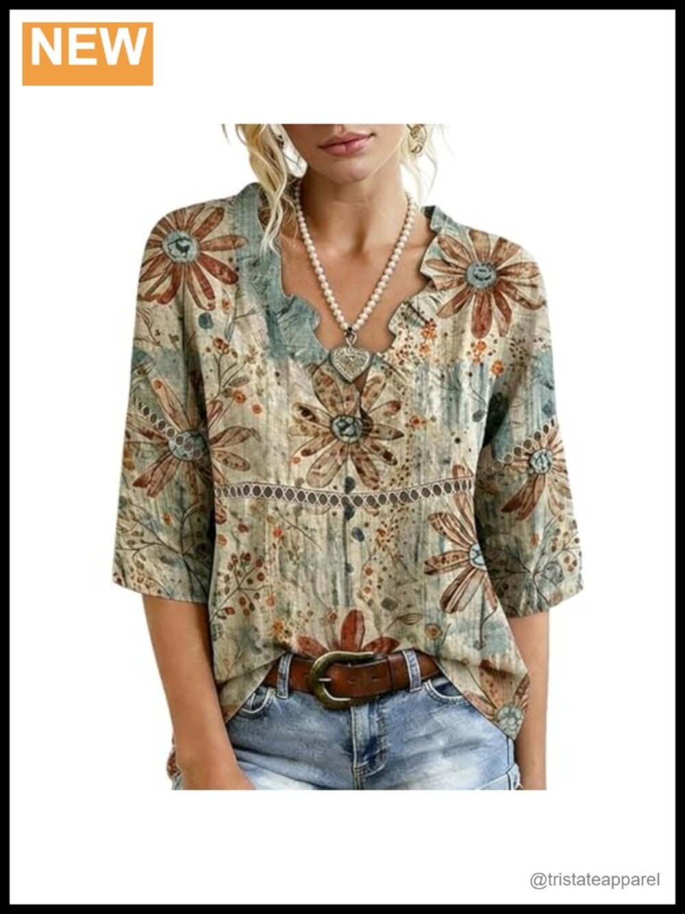 Boho Vintage Floral Hollow Out Half Sleeve Cotton Blouse